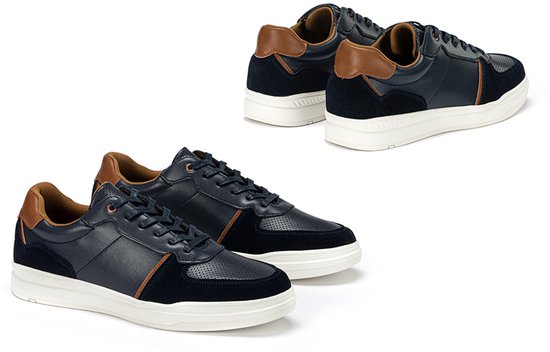 Milanoro - Baskets élégantes en cuir pour homme - Bleu marine - Taille 41