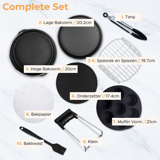 Happy Goods Accessoires pour friteuse à air chaud XL - convient aux accessoires pour friteuse à air chaud - ⌀ 20 CM - Papier sulfurisé - Plaque à pâtisserie en silicone - Moule à pâtisserie rond - Moules à muffins