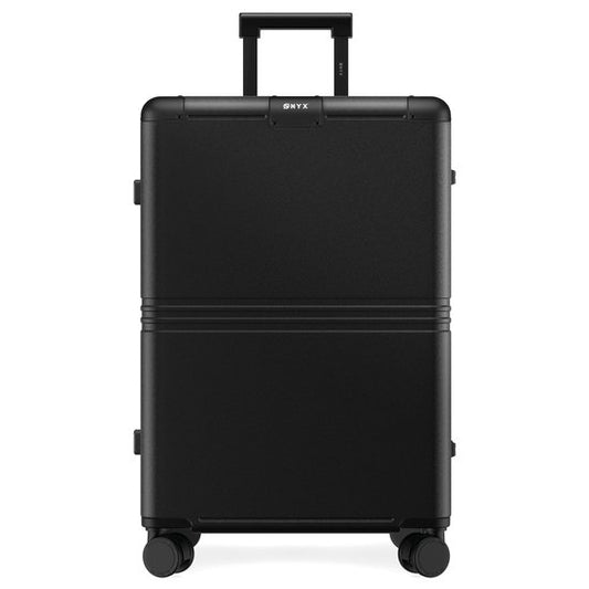 ONYX Hybrid Pro Check-in Suitcase Medium 70 Litres - Polycarbonate recyclé et design sans fermeture éclair - Valise de voyage avec serrure TSA et roues pivotantes - Trolley léger avec compartiment pour ordinateur portable - Onyx Black
