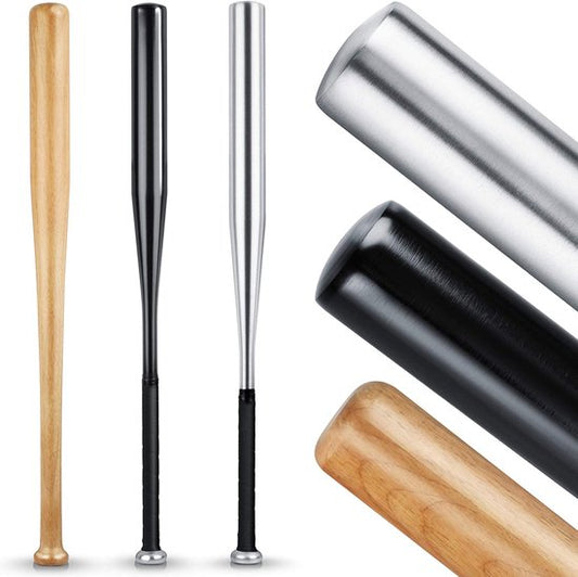 Set de battes de baseball - 3 pièces (2× Aluminium & 1× Bois) - 31 pouces - Poignée antidérapante - Qualité solide