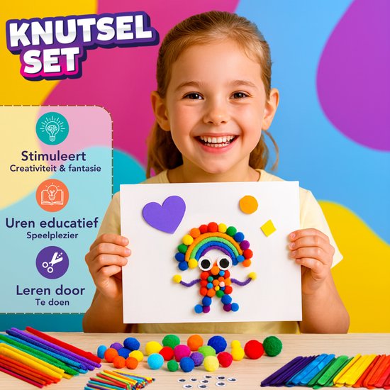 Vaive Craft Set 800-piece - Crafting Girls & Boys - Beads, Feathers, Pompoms & Wiggle Eyes - Craft Case - Crafting Tools - Crafting kits