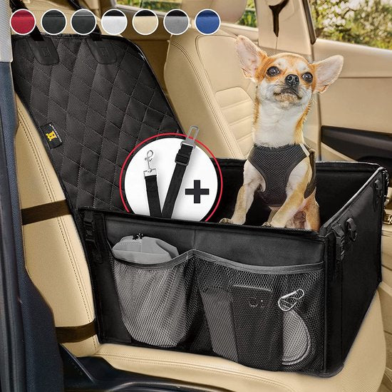 Siège auto pour chien de petite et moyenne taille avec ceinture de sécurité - siège auto pour chien étanche et stable pour siège arrière et siège avant - siège auto pour chien, siège passager pour chien, siège auto pour chien