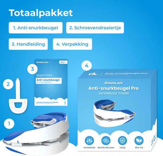 Orthèse anti-ronflement - DreamCare - Réglable - eBook inclus - Snore Brace