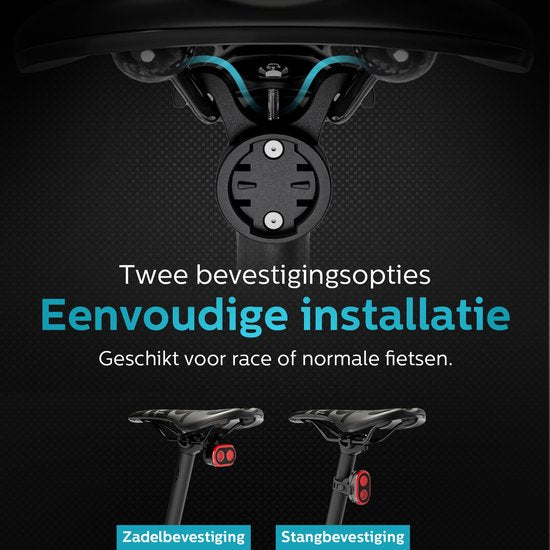 Inlustro Smart Bicycle Light Set - Feu arrière avec capteur de freinage / montage sur la selle - Feux de vélo LED rouge et blanc - Feu avant de vélo - rechargeable par USB / étanche