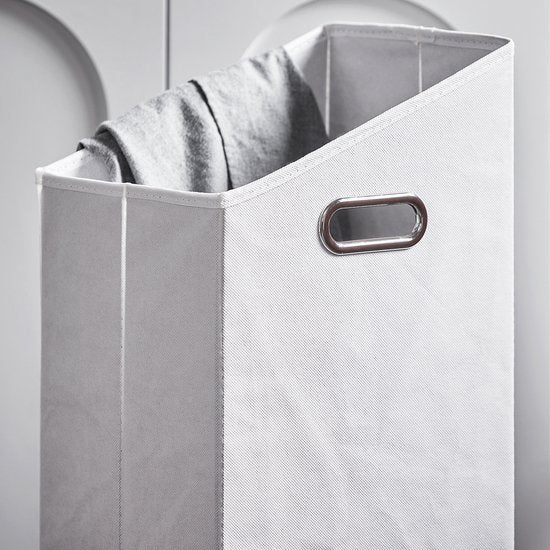SoBuy BZR161-W Meuble de salle de bains - Bois composite blanc avec sac à linge pliable