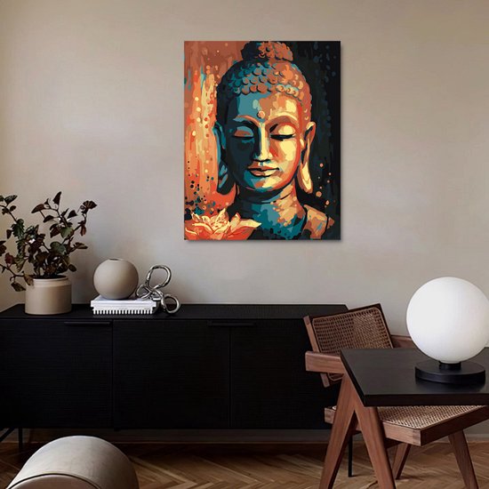 Rubye® Painting By Number Adults - Buddha - Peinture et pinceaux inclus - Canvas Painting canvas - Colour by Number - 40x50cm