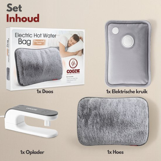 Coozie Electric Jug - 1L - avec manchon ThermoSoft en tissu duveteux - Carafe d'eau chaude chauffante et douce - Carafe d'eau chaude - Gris