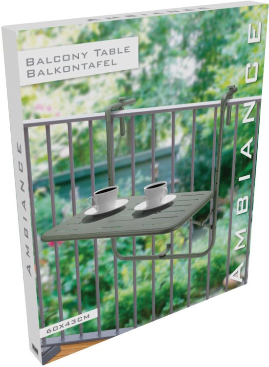 Homestyle Table de balcon - Meuble de jardin - 60x43x70 cm Vert