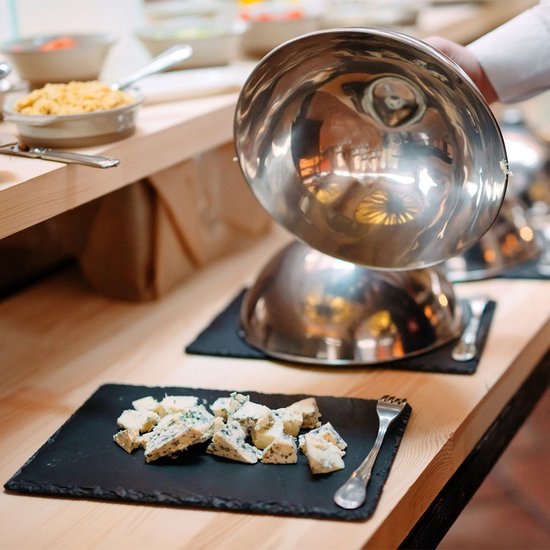 Excellent Houseware bol de service cloche avec plateau - argenté - acier inoxydable - D25 x H12 cm - service alimentaire - avec couvercle