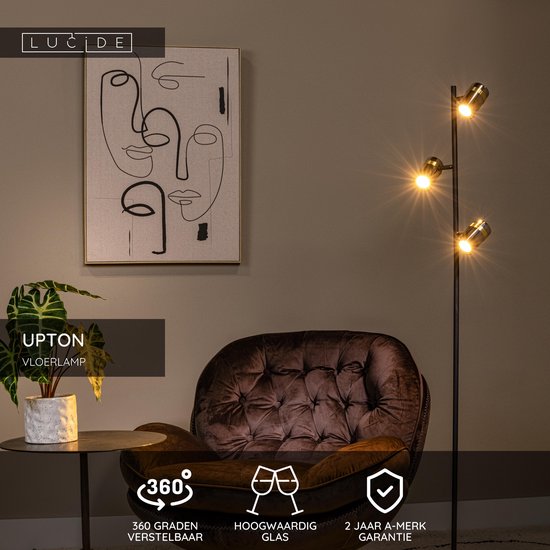 Lucide UPTON - Lampadaire - 3xGU10 - Fumé
