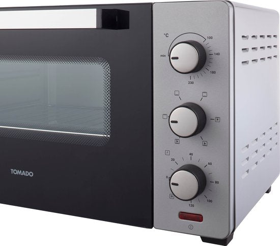 Tomado TEO3000S - Four posable - 30 litres - 1600 watts - Air chaud - 3 niveaux d'encastrement - Argent