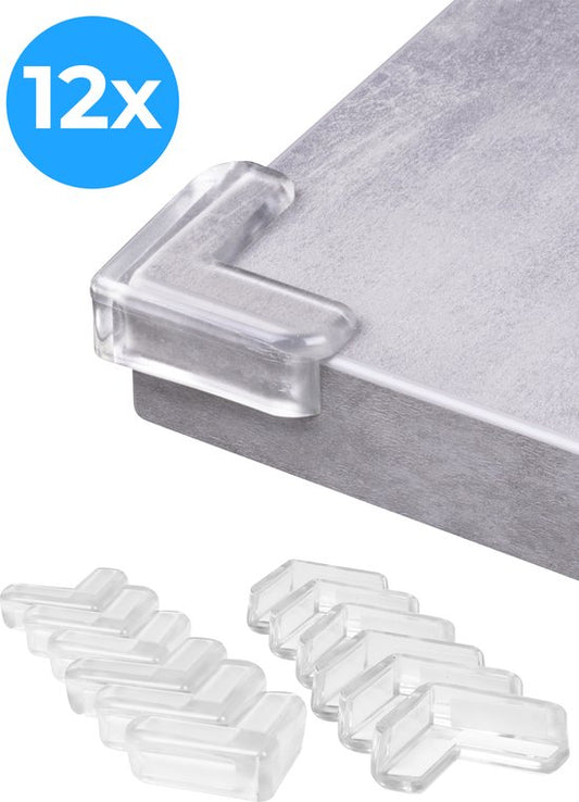 Nuvance - Protège-coins bébé - 12 pièces - Protège-coins avec pare-chocs solide - Protège-coins pour table - Protège-coins de table pour enfants - Protection des coins - Transparent