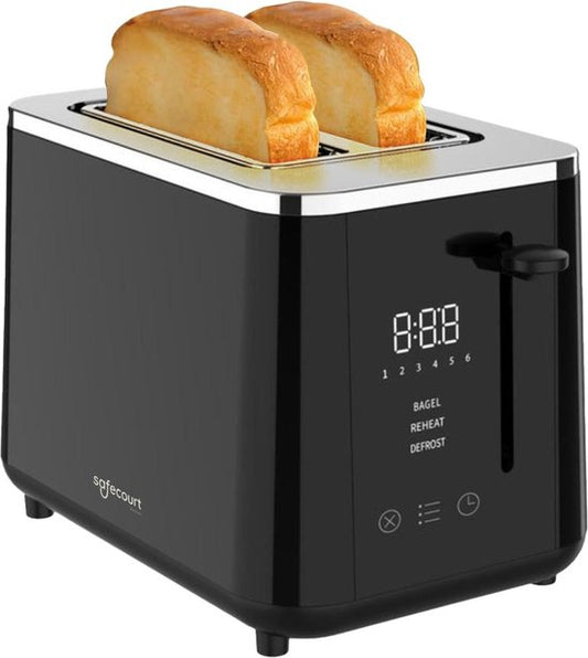 Grille pain - Safecourt - Toaster - 6 niveaux de chaleur - 2 fentes extra-larges - 920W - Noir