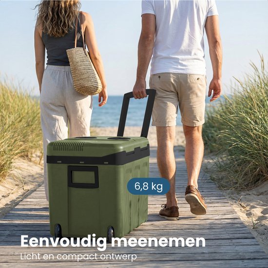 Auronic Coolbox électrique 12V et 230V - 40L - Réfrigérateur de voiture - Camping - Refroidissement et chauffage - Frigobox - Vert