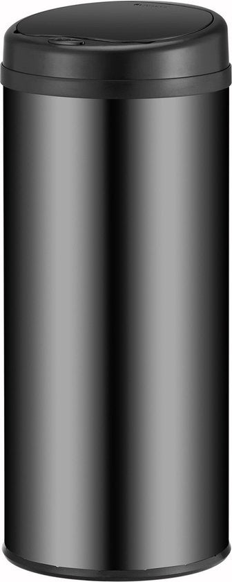 Poubelle automatique / Poubelle à déchets / Poubelle à détecteur - 50 litres - Noir - Rond