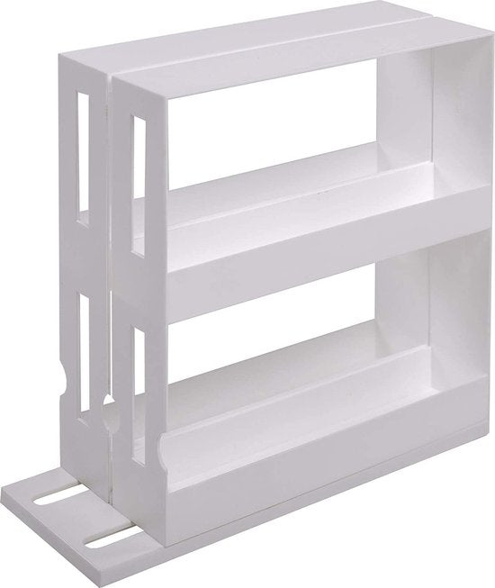 Rangement à épices coulissant - UPP – 2 niveaux – Jusqu’à 20 pots – Installation sans perçage – Blanc