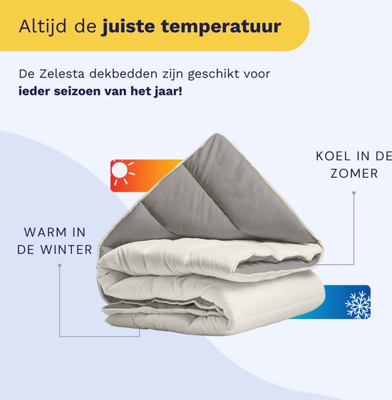 Zelesta® Royalbed Tender Grey & Cream 200x200cm - Couette sans housse - 30 jours de sommeil à l'essai - Couette sans housse lavable - Couette imprimée - Couette d'été et d'hiver toute l'année
