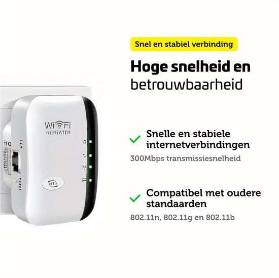 Garpex® Prise d'amplification WiFi - Signal fort - 300Mbps - Câble Ethernet inclus - Répéteur - 300Mbps