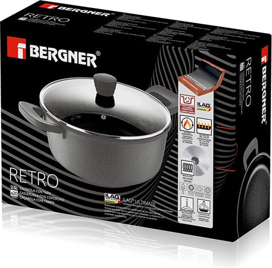 Bergner Poêle de cuisson Retro - Induction - D20 x H9,5 cm - 2,5 litres