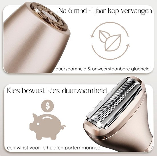 Rasoir féminin 2-en-1 + tête de rasage supplémentaire - Visage - Aisselles - Jambes - Maillot - Rasoir féminin - Epilateur électrique - Epilation visage femmes - Tondeuse femmes - Ladyshaves Bikini - Rechargeable par USB