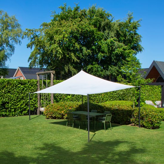 VONROC Premium Toile d'ombrage - Carré - 360x360 cm - Hydrofuge - Blanc - Sac de rangement et cordon de fixation inclus