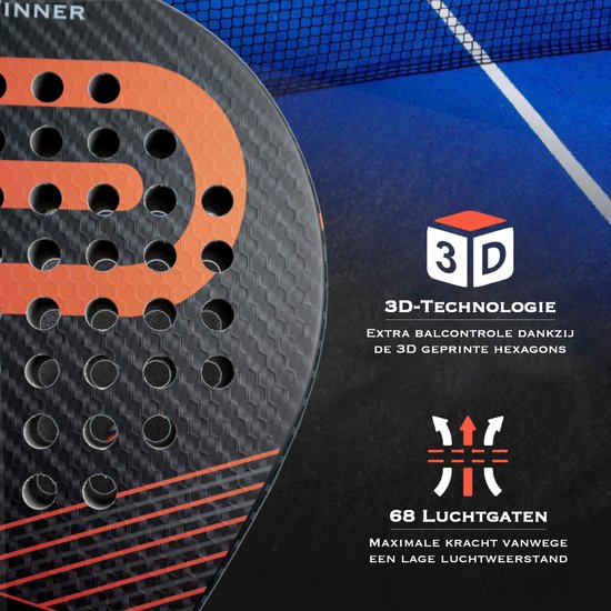 Raquette de Padel POWELL - avec housse et balles de Padel - Drop - 3K Carbon - 3D-Tech - Balance
