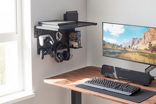 DMV - Etagère pour médias - rangement pour médias - pegboard - noir
