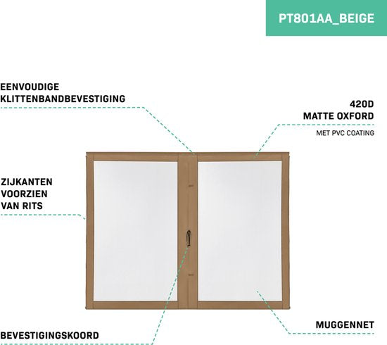 VONROC Parois latérales avec moustiquaire - Pour tente de réception PT501XX - Protection UV 50+ - Beige