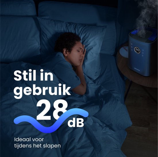 Auronic Humidificateur - 4 litres - 40m2 - Convient au salon, au bureau, à la chambre à coucher, à la chambre de bébé et plus encore - Avec aromathérapie - Sans BPA - Gris