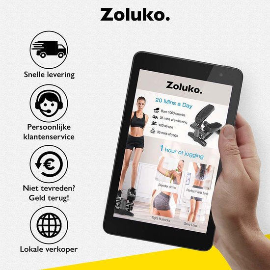 Zoluko Stepper with Display - Includes Resistance Bands, Anti-slip mat and E-Book - Stepper Fitness - Fitness Step - Mini Stepper - Step Fitness - Aerobic Step - Step - Stepper Fitness Device - Exercise Bike - Black