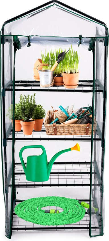 Kinzo Garden - Serre en plastique - serre à 4 étages - 69 x 49 x 160 cm - Vert