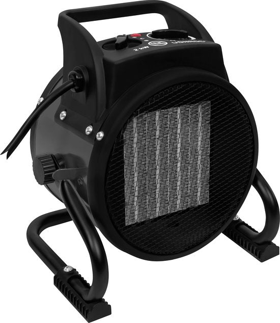 VONROC Chauffage électrique - Jet heater - ventilateur - céramique - 3 réglages : 1000W/2000W/ventilateur - pour des pièces jusqu'à 20m2 - gris