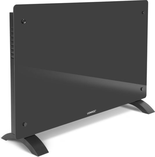 Chauffage électrique - VONROC - Convecteur avec panneau en verre - 1000W/2000W - Chauffe les pièces jusqu'à 24m2 - Contrôlé par l'application (via Wifi) et manuellement - Thermostat et minuterie réglables - Gris