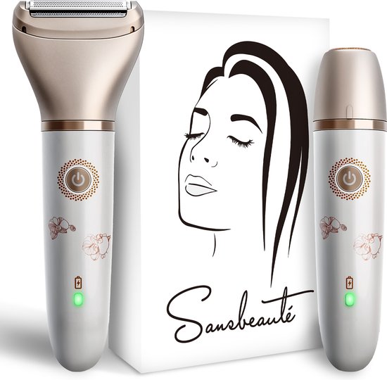 Sansbeauté® Rasoir féminin 2-en-1 - électrique - visage, aisselles et jambes - rechargeable par USB