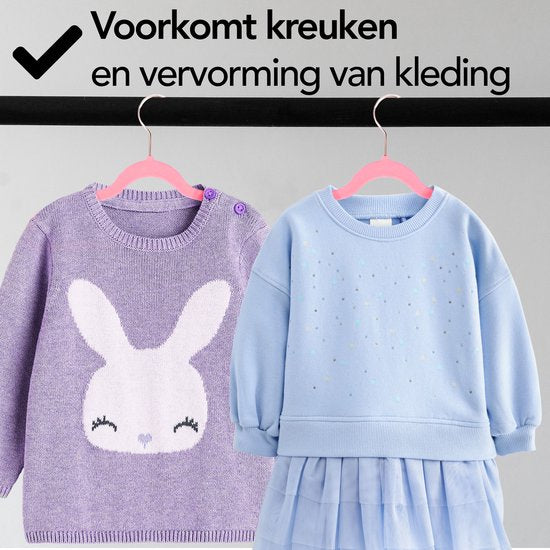 Brixy 50 cintres enfants - Rose - Cintre - Velours - Trous rail