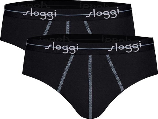 sloggi Start Midi 2-Pack Briefs - Hommes - Coton/Elastane - Taille régulière - Bande élastique - Noir - Taille XL