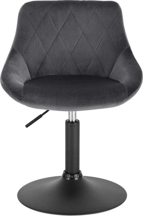 Rootz Tabouret de bar en velours - Chaise de comptoir - Siège réglable - Tabouret pivotant - Tabouret de salon - Tabouret rembourré - Chaise de cuisine - Gris foncé - 22.0x19.3x15.7 pouces