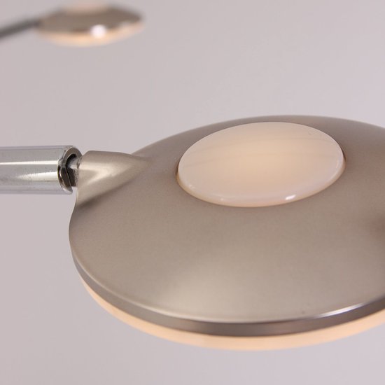 Lampadaire Synna 1327ST - Lampe à arc LED orientable et dimmable en acier et verre, Design moderne, Mexlite, avec 5 sources lumineuses (4,5W) et cordon de 235 cm