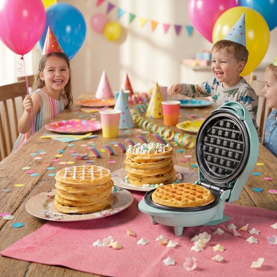 Bestron Gaufrier - AMW500M - 550W - Mini gaufre - Revêtement antiadhésif - Bleu - Garantie 5 ans