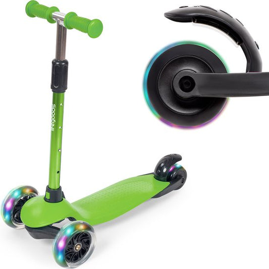 Trottinette pour enfants LifeGoods - 2-5 ans - 3 roues LED lumineuses - Hauteur réglable - Garçons/Filles - Vert