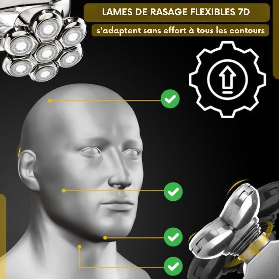 Rasoir 6 en 1 pour hommes - Sansbeauté - Tondeuse - SkullSharp MAX - électrique pour le visage et la tête - gris