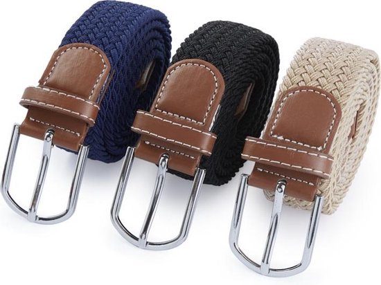 Spaceflight - Sangles élastiques - Sangles extensibles - 104 à 120 cm - Lot de 3 - Bleu, noir, beige