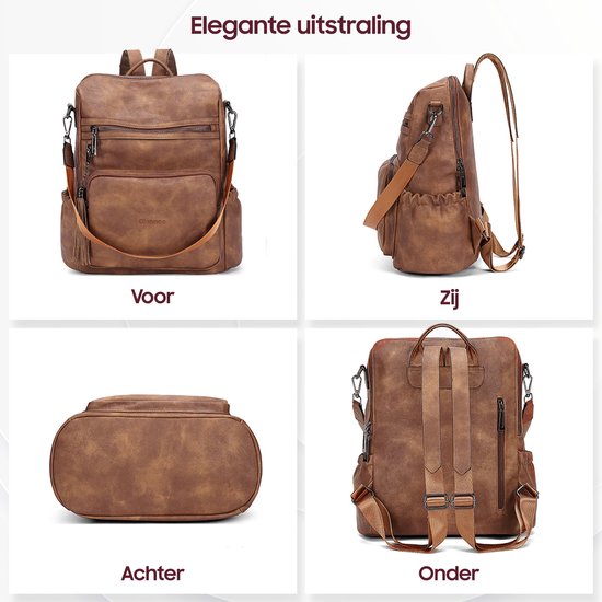 Sac à dos Glennoo - Sac à dos femmes - Cuir PU - Marron