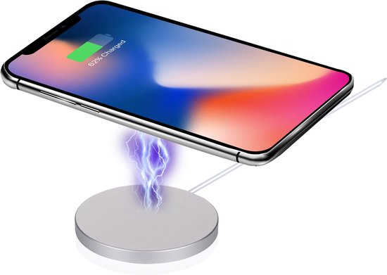 Chargeur magnétique Qi de Grundig - 15W - Câble USB-C de 1 mètre inclus - Protège contre les surintensités - Design compact - Argent