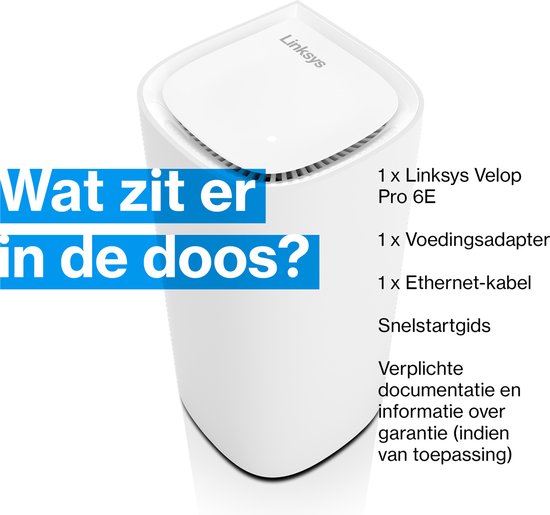 Linksys MX6201 Velop Pro - Mesh WiFi - Amplificateur WiFi - WiFi 6E - 5400 Mbps - 1-pack - blanc