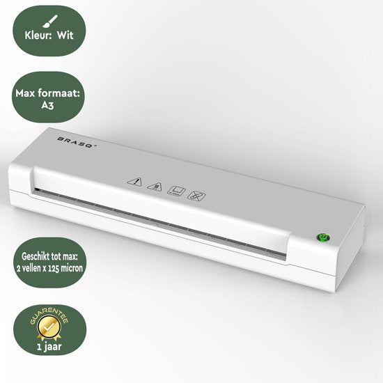 BRASQ Laminator A3 White - Machine à plastifier - Plastifieuse - jusqu'à 125 microns par feuille