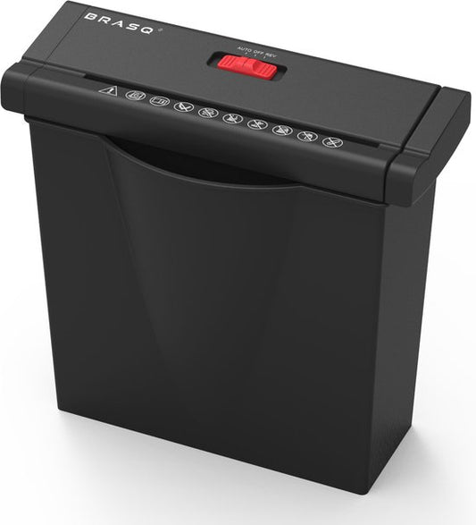 BRASQ Déchiqueteuse de papier avec bac noir - 7 litres - Déchiqueteuse de papier pour la maison et le bureau - P2 - bandes de 6 mm - 6 feuilles
