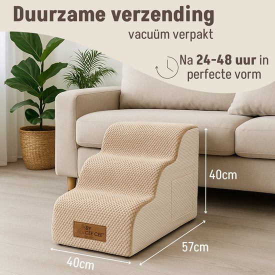 By Cee Cee Marchepieds pour chiens - marchepieds robustes - marchepieds pour chiens - 3 marches - 40x57x40cm - marron et beige - Kai