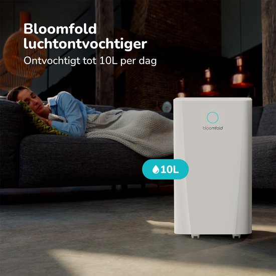 Déshumidificateur Bloomfold - 10L par jour - Salon, chambre, cave et salle de bain - Déshumidificateur - Blanc