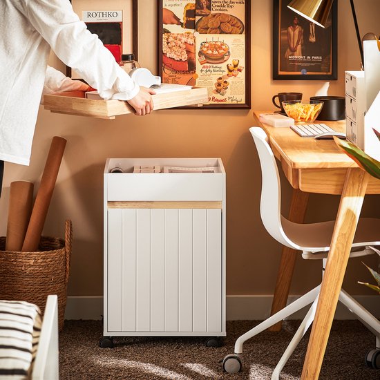 SoBuy ASK03-W Armoire à imprimante - Conteneur de bureau blanc à roulettes